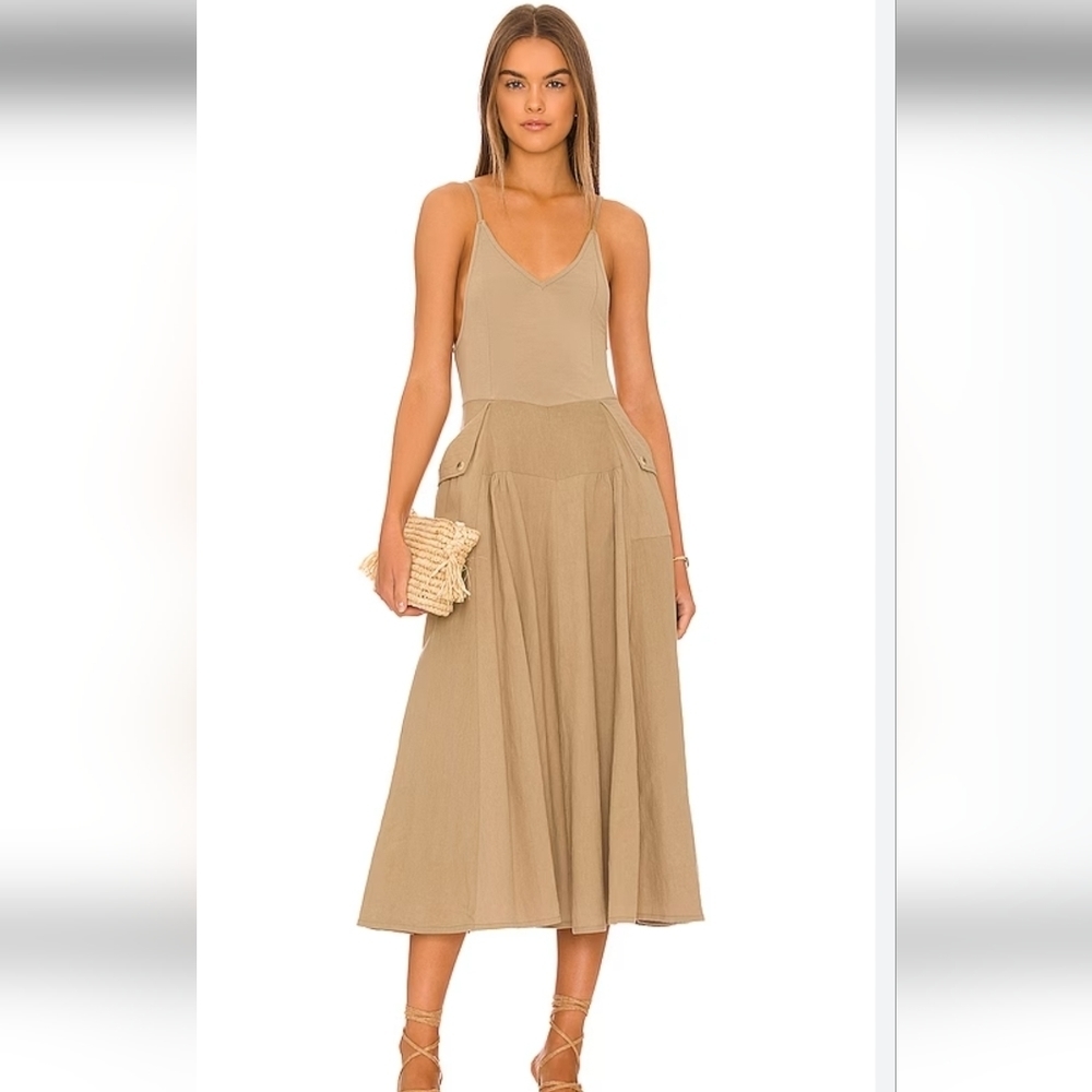 Free People Soledad Midi Dress in Khaki Size XS